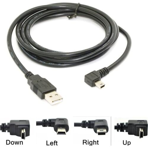 Mini USB B Type 5pin Male UP Down Left Right Angled 90 Degree to USB 2.0 Male Data Cable 0.25m 0.5m 1.8m 5m