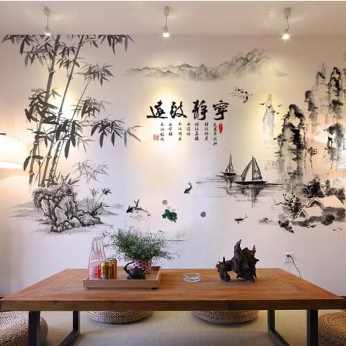 Chinese Style Bamboo Wall Sticker Vintage Home Office Decor Aesthetic Living room bedroom decoration wallpaper Mural