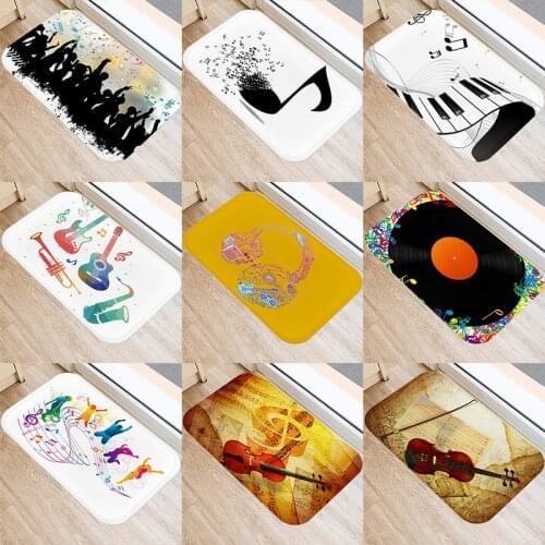 Music Pattern Kitchen Entrance 40*60cm Door Mat Coral Velvet Carpet Rubber Indoor Floor Mats Colorful Non-Anti-Slip Rug 48056