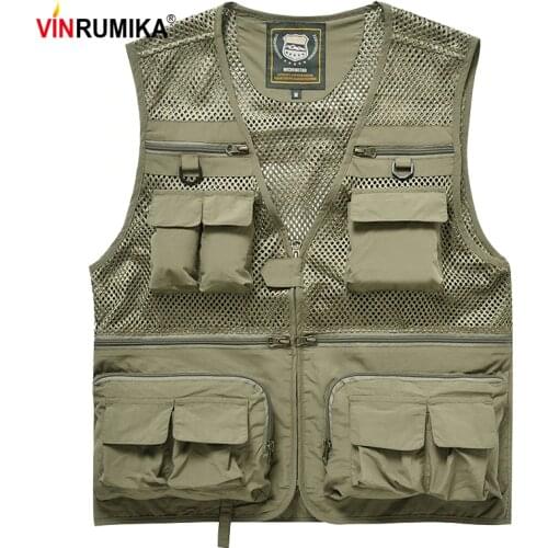 Summer Mens Outdoor Fishing Mesh Vest Jackets Travel Photography Waistcoats Man Jungle Tactical Quick Dry Multi Pockets Jacket