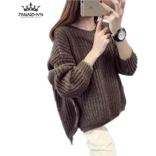 Hot 2019 Winter New Brand Women Sweaters and Pullovers Fashion Warm Sweater Loose Knitted Thickening Pullover Sweater A2099