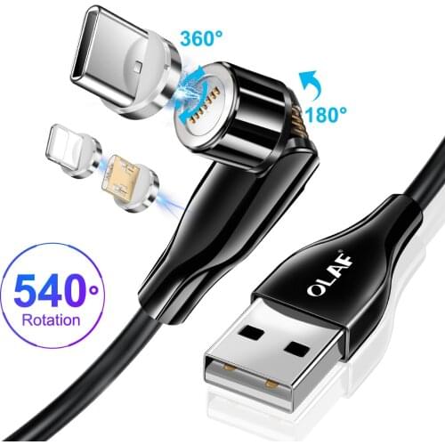3A 540 Rotate Magnetic Cable Micro USB Type C Charger For Android Phones Fast Charging Magnet Charge Cord For iPhone11 Pro XS