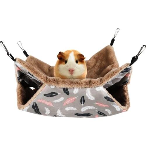 Small Pet Hammock Double-layer Plush Soft Winter Warm Hanging Nest Sleeping Bed Small Pets Hamster Squirrel Chinchilla House