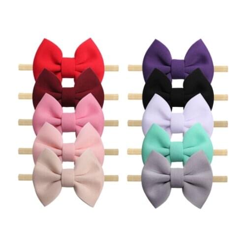 MengNa 4" Baby Girls Nylon Headband Solid Hair Bows Headband Hair Elastic Hair Band Kids Girls Hair Accessories 36pc/lot