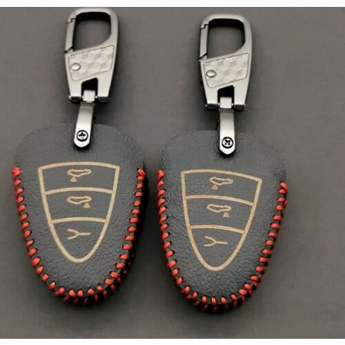 Soft Texture Leather Key Case Cover For Porsche 911 997 Boxster 987 Cayman Parts Key Car 3 Button Remote Fob Shell