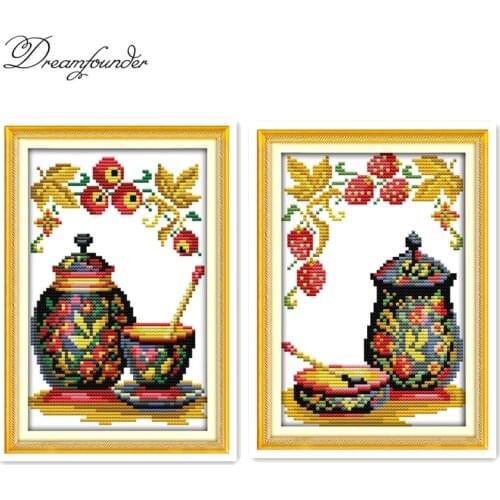 Coloured pottery cross stitch kit animal18ct 14ct 11ct count print stitching embroidery DIY handmade needlework plus