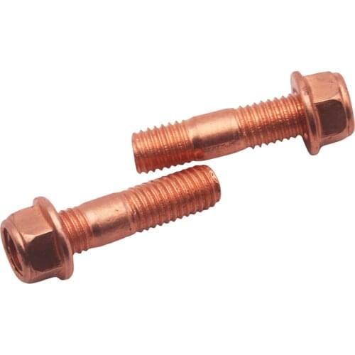 EXHAUST MANIFOLD STUDS NUTS SET M10 x 1.5 42MM - Copper Plated