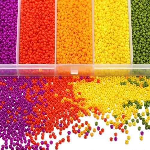 2mm Mixed Box Set Czech Glass Seed Spacer Beads Charm Rondelle Loose Beads for DIY Bracelet Necklace Jewelry Making 9000Pcs
