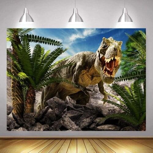 Blue Sky White Cloud Forest Tyrannosaurus Rex Series Background Childrens Birthday Party Decoration Studio Photography