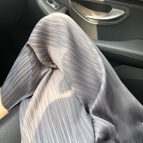 Solid Color Pleated Stretch Women Trousers Elegant Quality Casual Pants Elastic High Waist Summer Female Work Wear Clothes