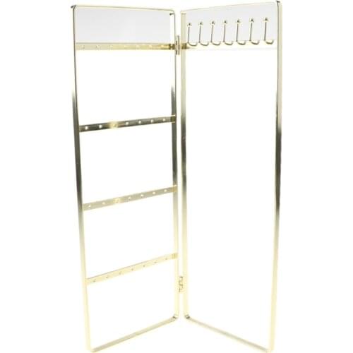 LXAE 2-Panel Jewelry Organizer, Metal Jewelry Holder, Foldable Jewelry Hanger, Portable Jewelry Display Rack for Earrings