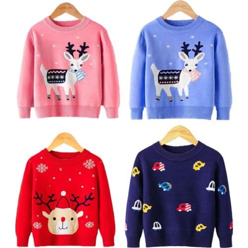 2020 Autumn Knitted Sweater Baby Children Christmas Clothing Boys Girls Cartoons Warm Cotton Sweaters Kids Wear Baby Clothes