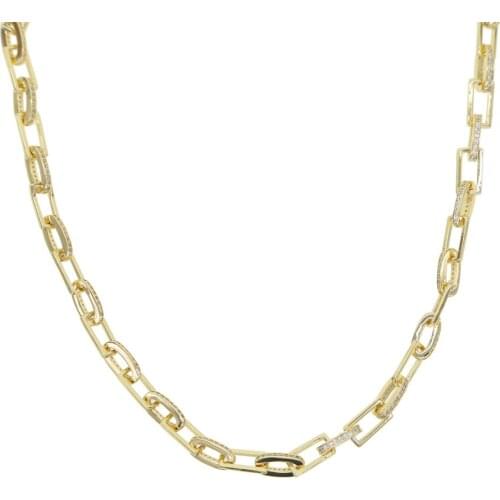 Rock chain necklace hip hop long chain 45cm square link chain iced out micro pave cz women Modern Cable Chain Necklace jewelry