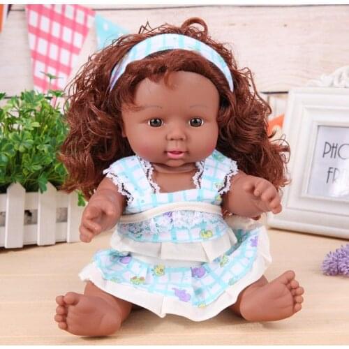 30cm Simulation Reborn Baby Doll Soft PVC Lifelike African Baby Girl Doll Toy Realistic Newborn Sleeping Doll Kids Birthday Gift
