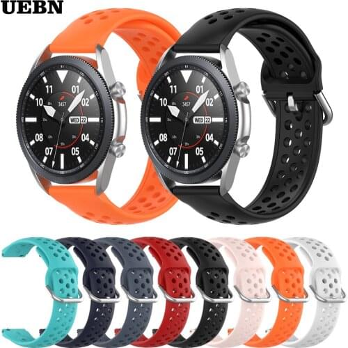 UEBN 20mm 22mm Sport Silicone Breathable Strap For Samsung Galaxy Watch 3 41mm 45mm Wristband Bracelet Replacement Watchbands