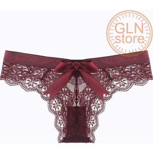 Sexy Lace Women 's Underwear Pants Low-waist Seamless Pure Cotton Crotch Briefs Transparent Hollow Ice Silk Nylon Panties 146