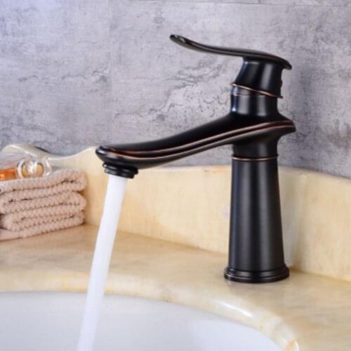 American Basin Sink Faucet Hot And Cold Single Hole Copper Single Handle Deck Mounted Taps Black Gold Chrome White Color