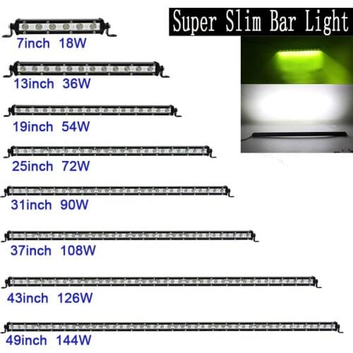 Super Slim Mini White/Yellow with CREE Led Light Bar Offroad Spot Flood Combo Beam Led Work Light Driving Lamp for Truck SUV ATV