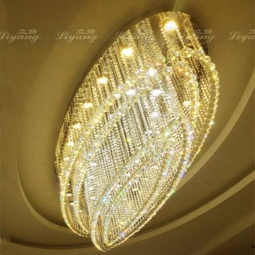 Light luxury oval crystal lamp villa living room dining room ceiling lamp hotel lobby light club jewelry store engineering lamp