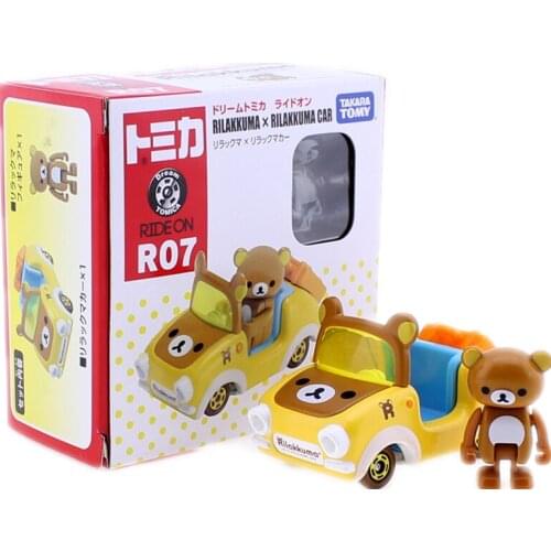 Takara Tomy Dream Tomica Ride On R07 Rilakkuma Bear Car Miniature Diecast Baby Toys Model Kit Anime Figure Kids Doll