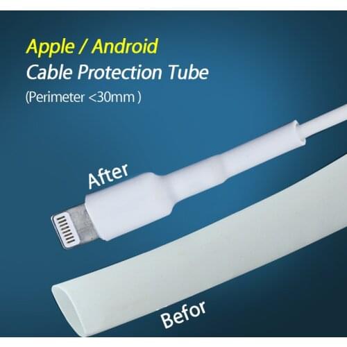1meters 3:1 Heat Shrinkable Tube Sleeving White for iPhone5/6/ipad USB cable Wire Insulation Diameter:9mm to 3mm