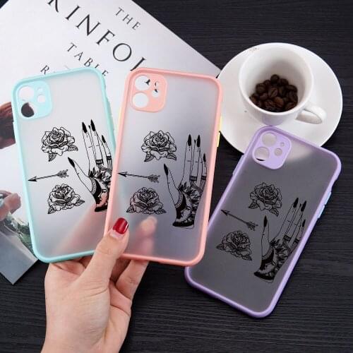 Bohemian Rose Moon Phone Case for iPhone 11 12 Mini Pro X XS XR Max 6 6S 7 8 Plus SE 2020 Skin Feel Matte Back Cover Fundas