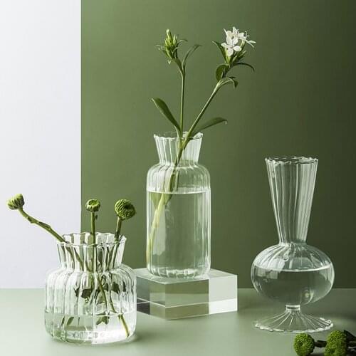 Flower Vase For Table Decoration Living Room Vase Rose Table Ornaments Handmade Dried Flower Glass Vase Clear Mini
