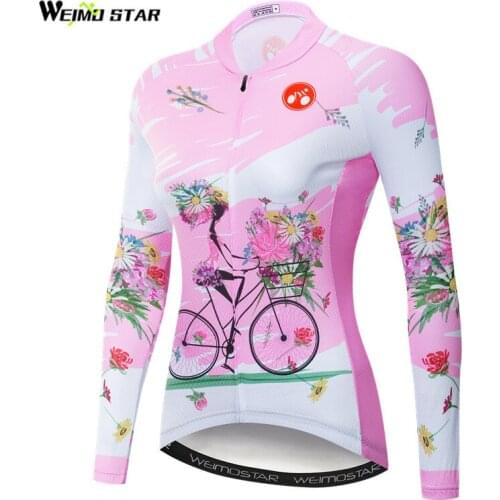 Weimostar Pink Cycling Jersey Women Long Sleeve Autumn Mountain Bike Clothing Pro Team mtb riding Bicycle Shirt Cycling Clothes