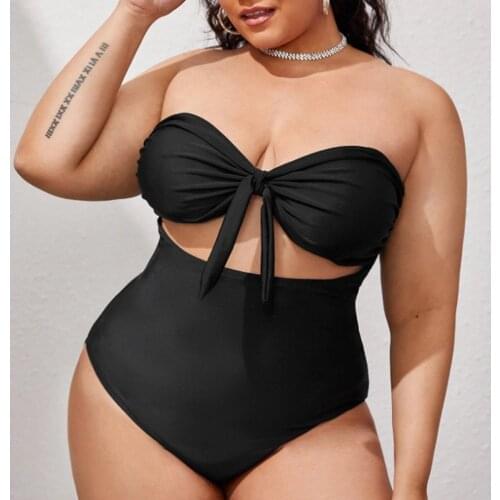Womens Swimsuit Sexy Swimwear Large Size Bikini Solid Bikini Cut Out Bow One Piece Suits Beach Bathing Suit Bodysuit Monokini