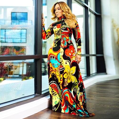 Indie Folk Style Women Floral Print Long Dress Full Sleeve Turtleneck Floor Length Dresses Vintage Ruched Zipper Party Vestido