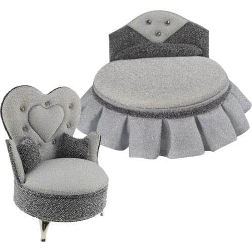 1/6 Dollhouse Bed Sofa Armchair Furniture for Figures BJD Dolls Accessories Bedroom Living Room Decoration