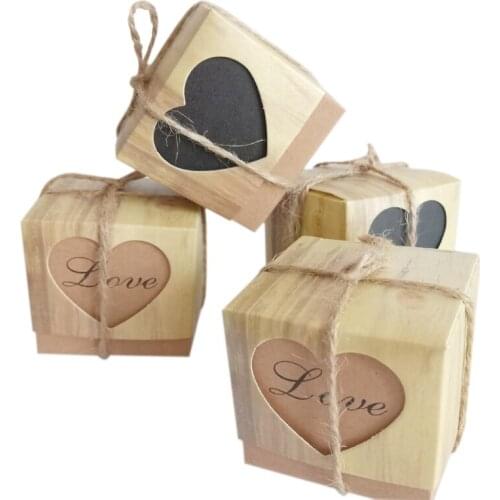 10pcs/lot Wedding Candy Box Romantic Heart with Black heart Love Kraft Gift Bag Wedding Favors and Gifts Box Party Supplies