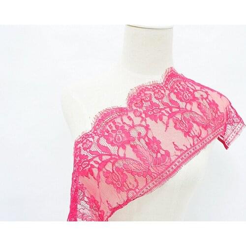 3 m/ lot Eyelash Lace 18CM Red Trim Wedding Dress Fabric High Quality Soft Off Nylon DIY accessory X145