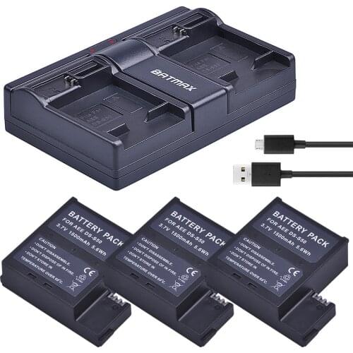 3Pc DS-S50 1500mAh DSS50 Battery Pack Accu + USB Dual Charger for AEE DS-S50 S50 Battery AEE D33 S50 S51 S60 S71 S70 Cameras