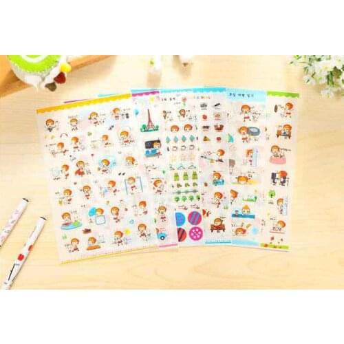 6pcs Lovely red hat girl pvc Organizer Calendar Diary Book Planner Scrapbook Decoration Diary Sticker papeleria