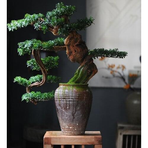 70CM Artificial Large Pine Branch Potted Plants Plastic Desktop Decoration Green Rare Bonsai Hotel Office Home Decor Accessories