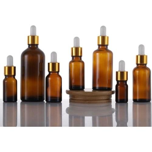 800pcs 5ml/10ml/15ml/20ml/30ml/50ml Empty Amber Dropper Bottle Glass Essential Oil Liquid Aromatherapy Pipette Perfume Container