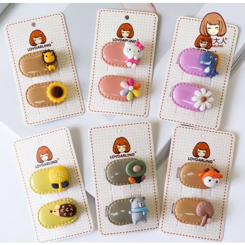Accessories Cute Cartoon Childrens Hair Clip Hairpin Pu Oval Clip Girl Trendy Hair Accessories Japanese and Korean Headdress