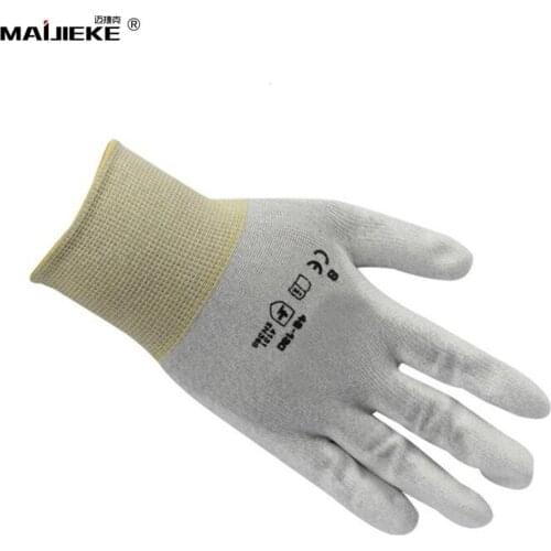 8" ESD Anti static Gloves 48-130 Electronic Working Gloves PU Palm Coated Finger for Finger Protector Gloves Phone Repair Tools