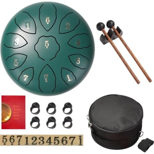 Steel Tongue Drum 8 inch 11 Tune Hand Pan Drum Tank Drum Percussion Musical Instrument with Drumsticks Carrying Bag