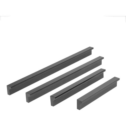 Black Minimalist Handle Aluminium Alloy Stripe Pull Inside Buckle Style Knob w/screw Modern 96-224mm Furniture Decor Cupboard