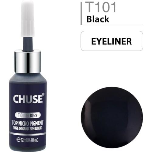 CHUSE Top Black T101 Permanent Makeup Ink Eyeliner Tattoo Ink Set Eyebrow Microblading Pigment Professional 12ML 0.4oz