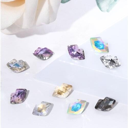 Lips Shape Glass Strass Crystals AB Color Fancy Stones Crystals For Crafts Pointback Glue On Rhinestones Decoration Accessories