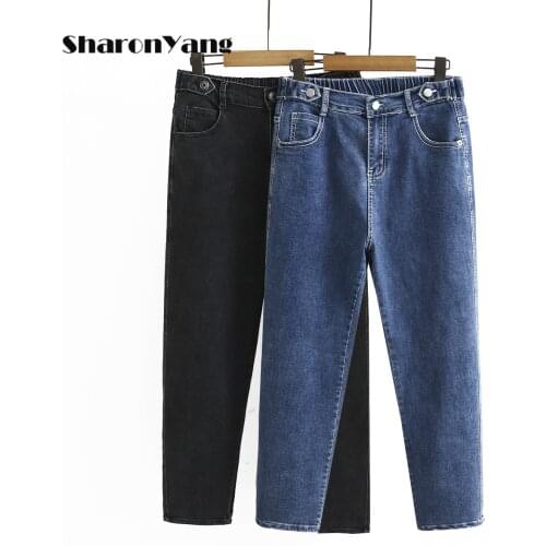 High Waist Mom Jeans Women Boyfriends Straight Jeans Femme Elastic Cotton Loose Vintage Denim Pants Vaqueros Mujer Plus Size