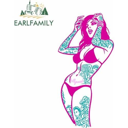 EARLFAMILY 13cm x 9.9cm for Swimsuit Beauty Mature Tattoo Decoration Cartoon Surfboard Waterproof Personality Trunk Car Stickers