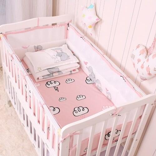 Cotton Crib Baby Bedding Sets Cotton Breathable Mesh Bed Baby Bumpers in Spring Summer Include Bed Bumpers/Sheetz