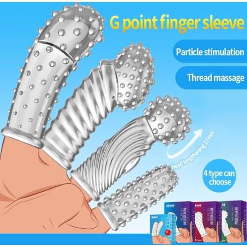 Crystal Raised thread Finger Sleeves Sex Toys for Adult Couple Finger Gloves Clitoris Stimulator For Foreplay tease masturbation