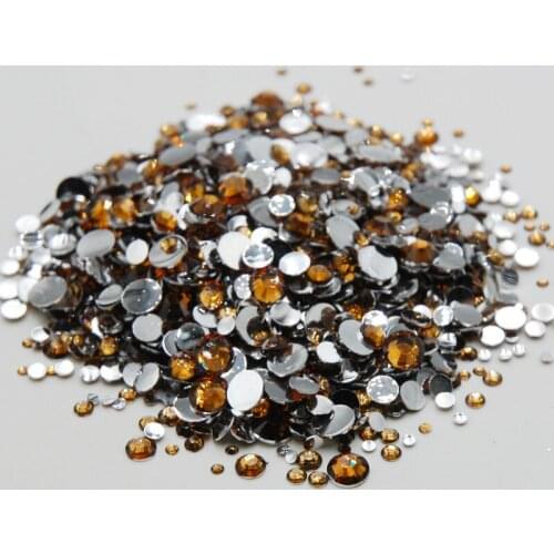 Coffee Color Mixed Sizes Acrylic Crystal Non Hot Fix Stones Flat Back 3D Nail Art Glue On rhinestone For DIY Fashion Decoration