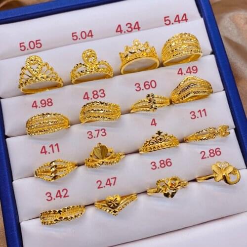 HX 24K Pure Gold Ring Real AU 999 Solid Gold Rings Elegant Shiny Heart Beautiful Upscale Trendy Jewelry Hot Sell New 2020