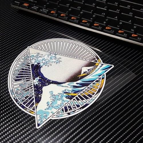 GalonDeco Japanese Style Ukiyoe Sea Wave Painting Fuel Tank Cap Trend Scratch Cover Car Reflective Stickers Motorbike Sticker